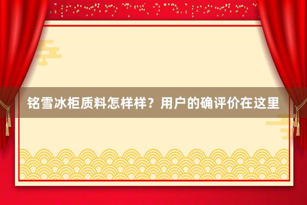 铭雪冰柜质料怎样样？用户的确评价在这里